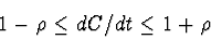 \begin{displaymath}1 - \rho \leq dC/dt \leq 1 + \rho
\end{displaymath}