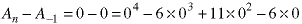 A(0) - A(-1) = 0 - 0 = 0^4 - 6*0^3 + 11*0^2 - 6*0