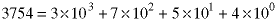 3754 = 3*10^3 + 7*10^2 + 5*10^1 + 4*10^0