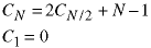 C(N) = 2*C(N/2) + N - 1;  C(1) = 0