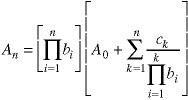 A(n) = product(i=1 -> n; b(i)) * (A(0) + sum(k=1->n; c(k) / product(i=1->k; b(i))))