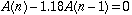 A(n) - 1.18A(n-1) = 0