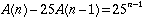 A(n) - 25*A(n-1) = 25^(n-1)